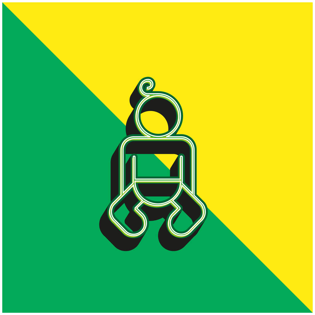 Kontur ciała dziecka Zielony i żółty nowoczesny ikona wektora 3D logo - Wektor, obraz
