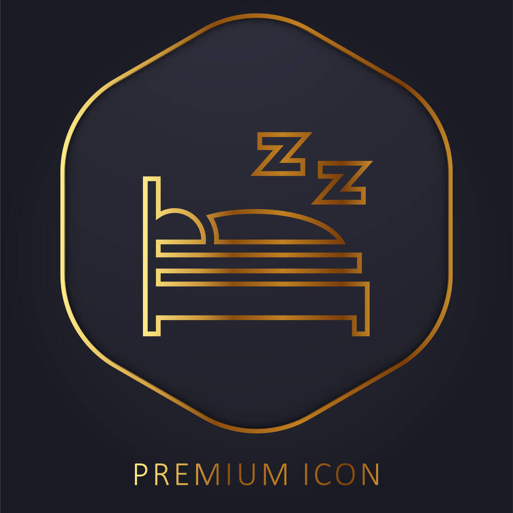 Yatak altın çizgisi prim logosu veya simgesi - Vektör, Görsel