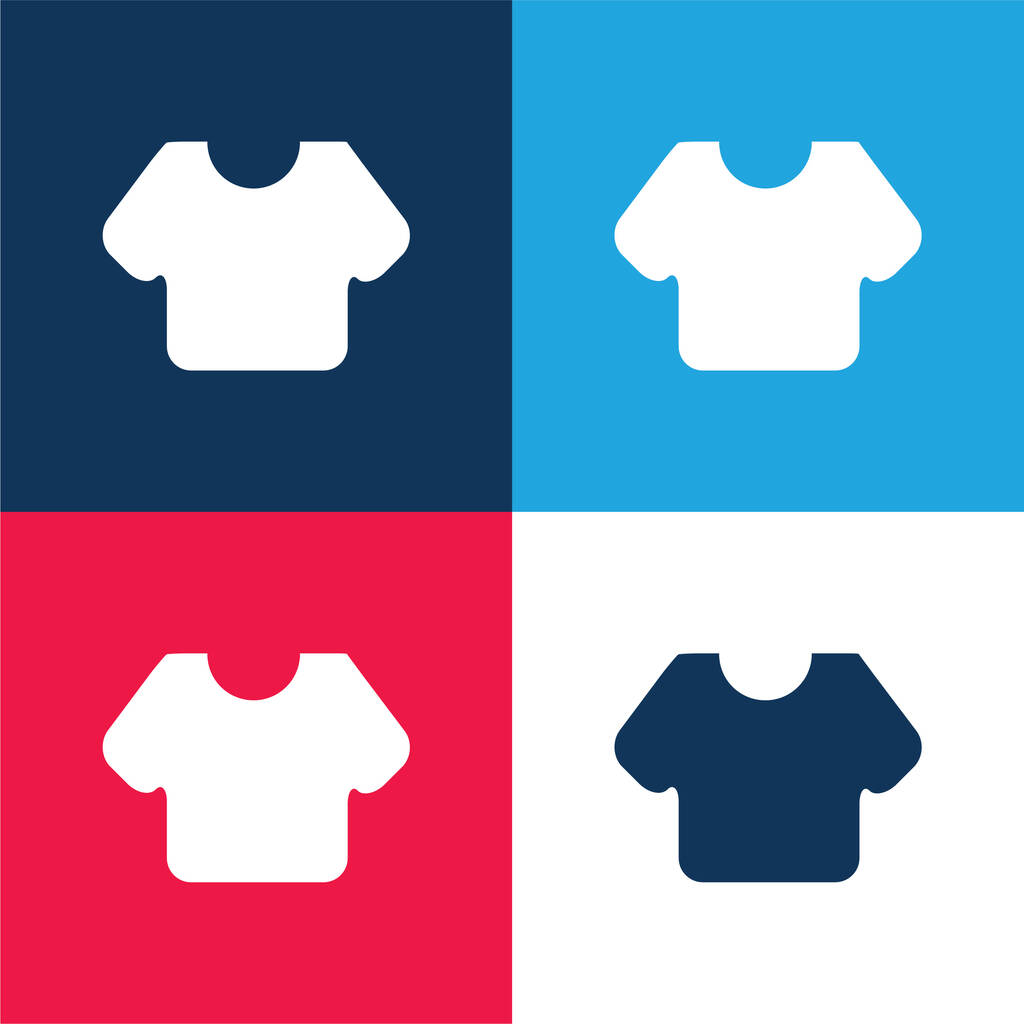 Camiseta negra azul y rojo conjunto de iconos mínimo de cuatro colores - Vector, Imagen