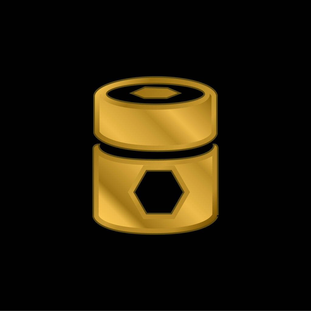 Beczka Z Pentagonami złoconą metaliczną ikoną lub wektorem logo - Wektor, obraz