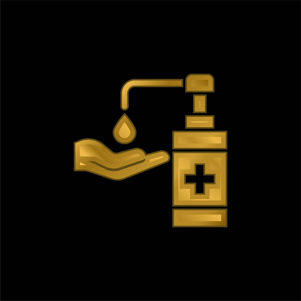 Antibakterielles Gel vergoldet metallisches Symbol oder Logo-Vektor - Vektor, Bild