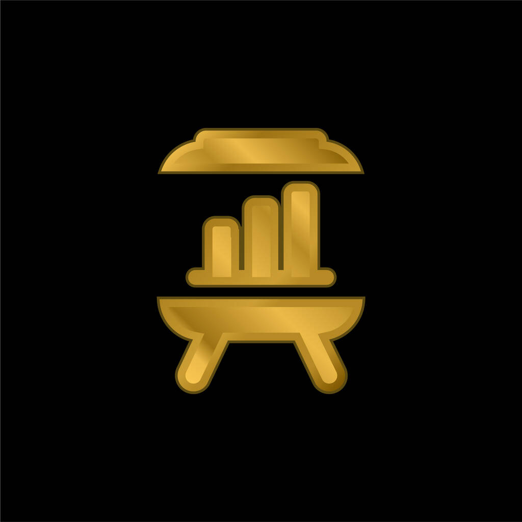 Quadro negro com um gráfico banhado a ouro ícone metálico ou vetor logotipo - Vetor, Imagem