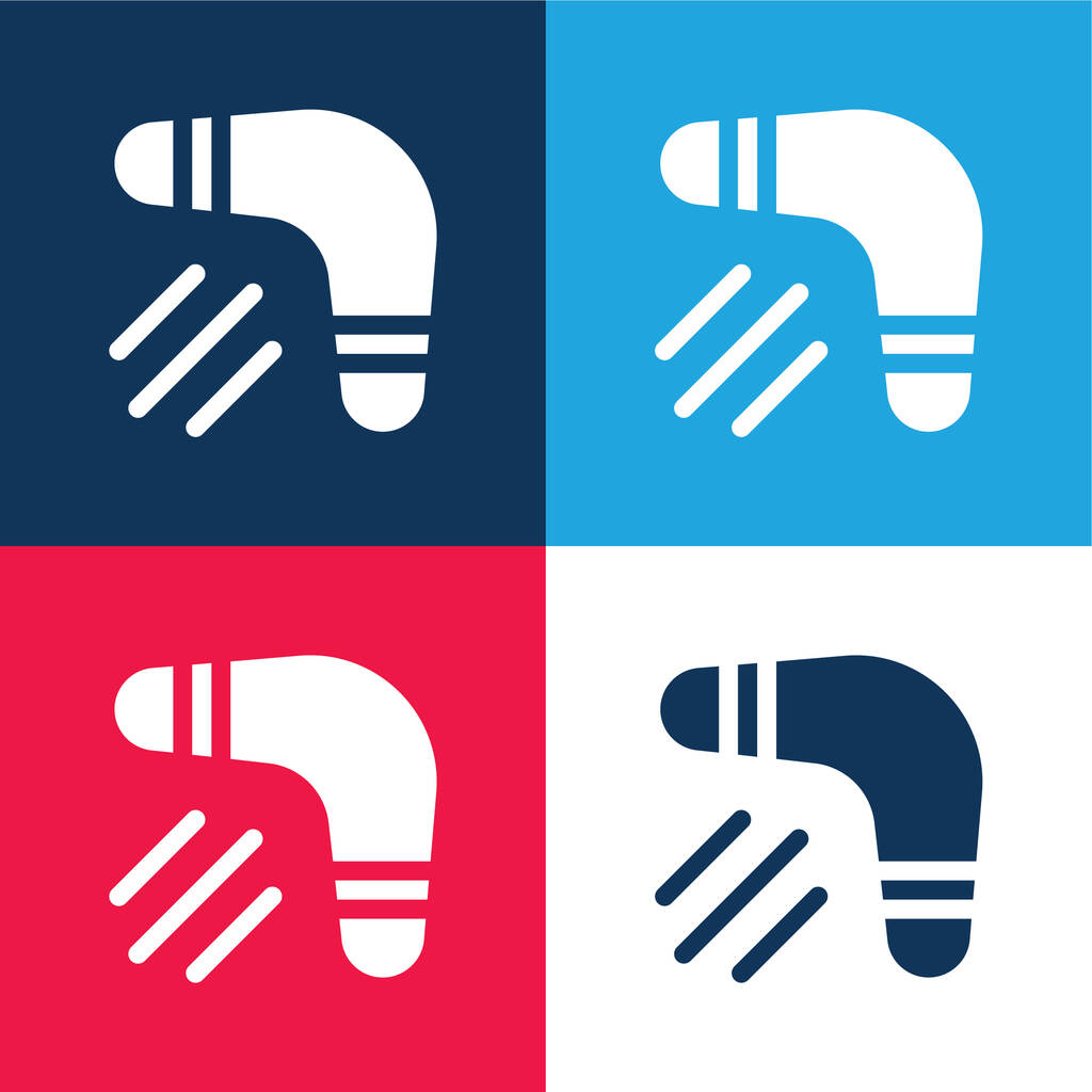 Boomerang blue and red four color minimal icon set - Vector, Image
