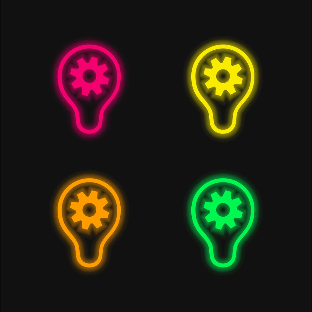 4色の輝くネオンベクトルアイコンをブレインストーミング - ベクター画像
