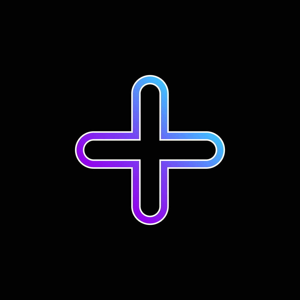 Añadir Cross Outlined Symbol icono de vector de gradiente azul - Vector, Imagen