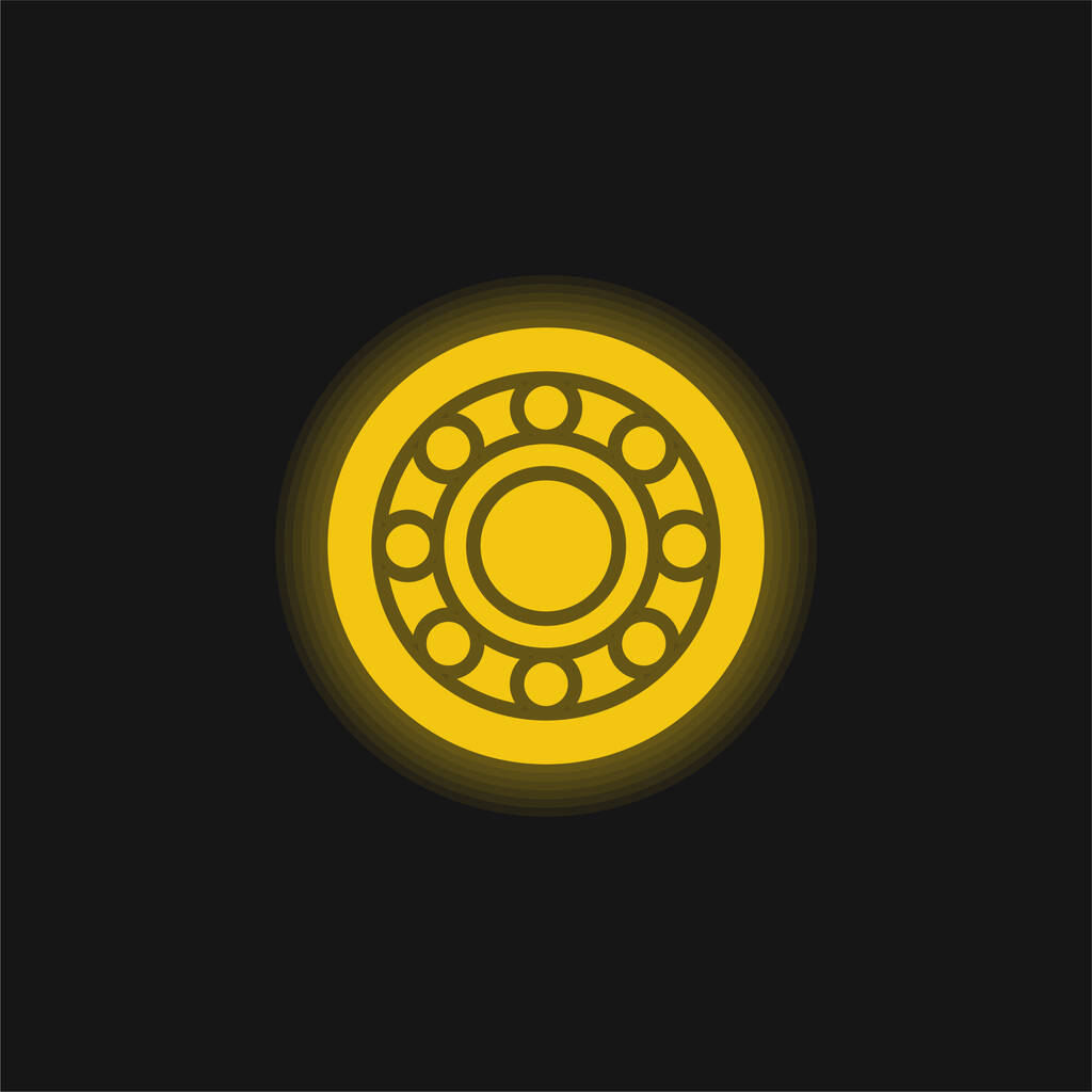 Alloy Wheel yellow glowing neon icon - Vector, Image