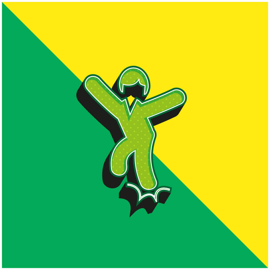 Boka rándulás Zöld és sárga modern 3D vektor ikon logó - Vektor, kép
