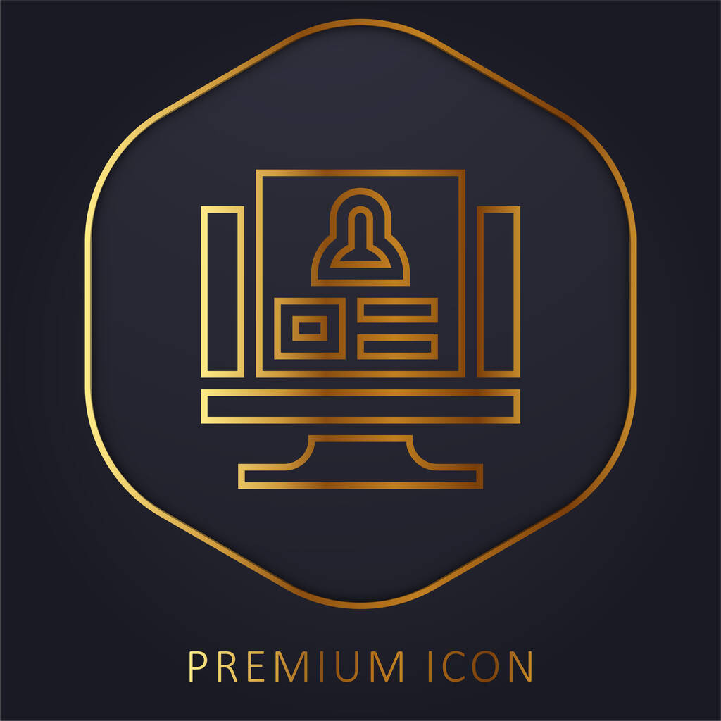 Background Check golden line premium logo or icon - Vector, afbeelding