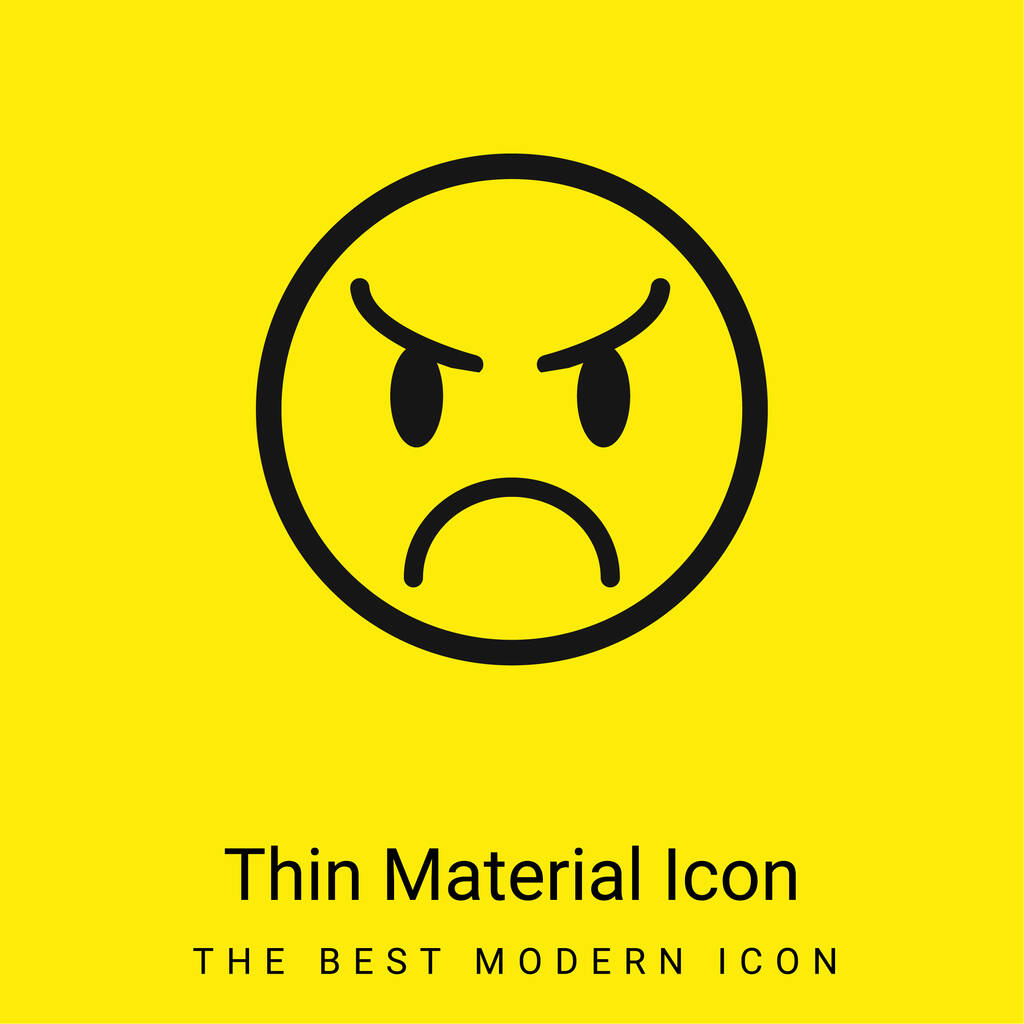 Wütendes Emoticon Gesicht minimal leuchtend gelbes Material-Symbol - Vektor, Bild