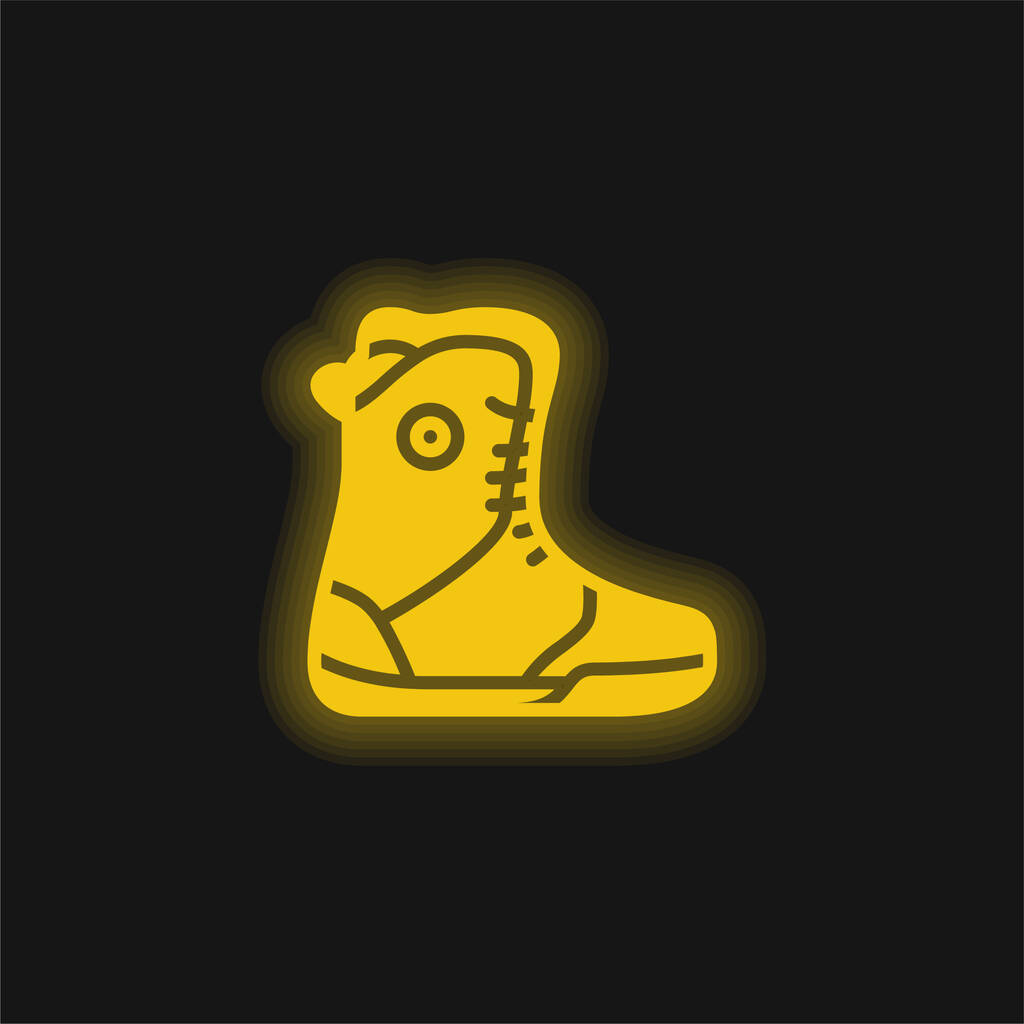 Bota amarillo brillante icono de neón - Vector, Imagen