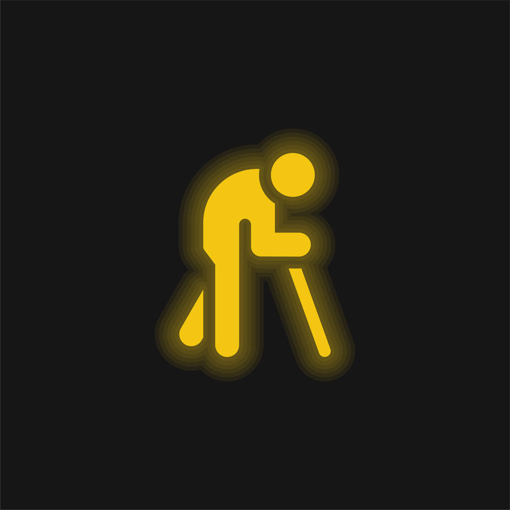 Ícone de néon brilhante amarelo cego - Vetor, Imagem