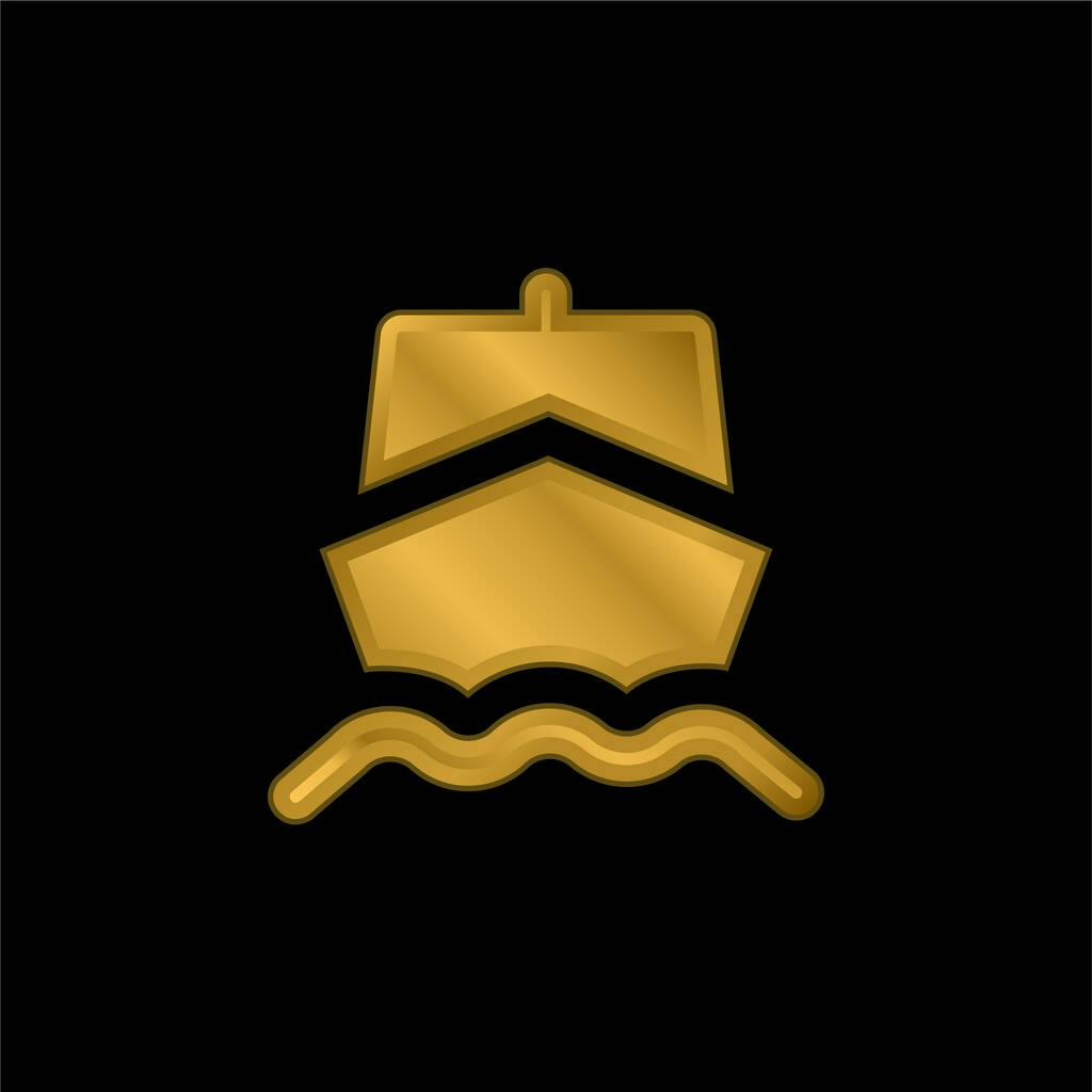 Bateau plaqué or icône métallique ou logo vecteur - Vecteur, image