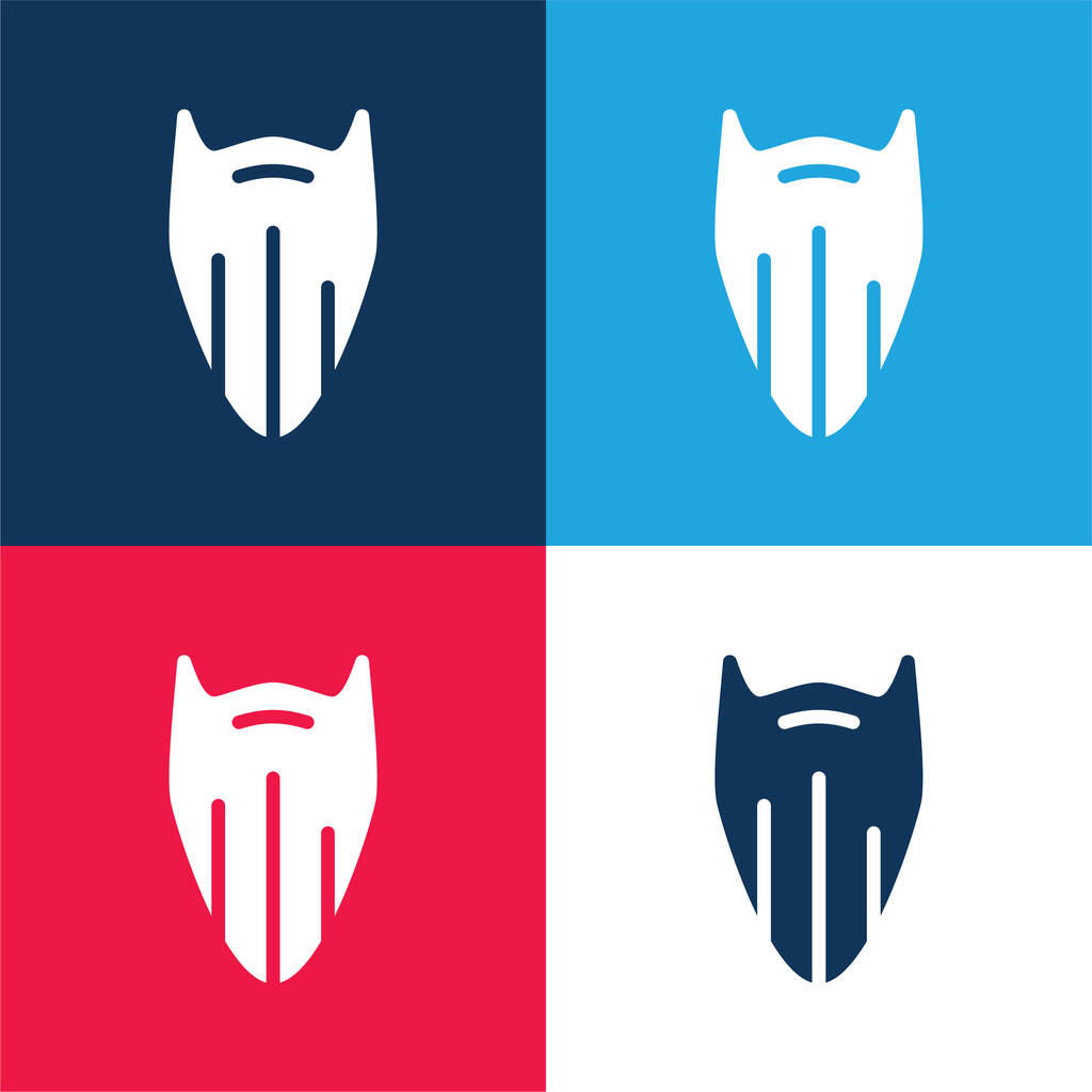 Barba azul e vermelho quatro cores conjunto de ícones mínimos - Vetor, Imagem