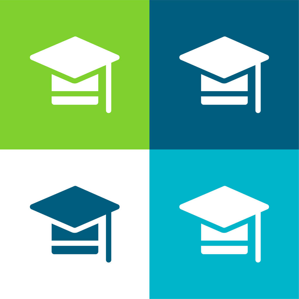 Bachelor-Abschluss flach vier Farben minimales Symbol-Set - Vektor, Bild