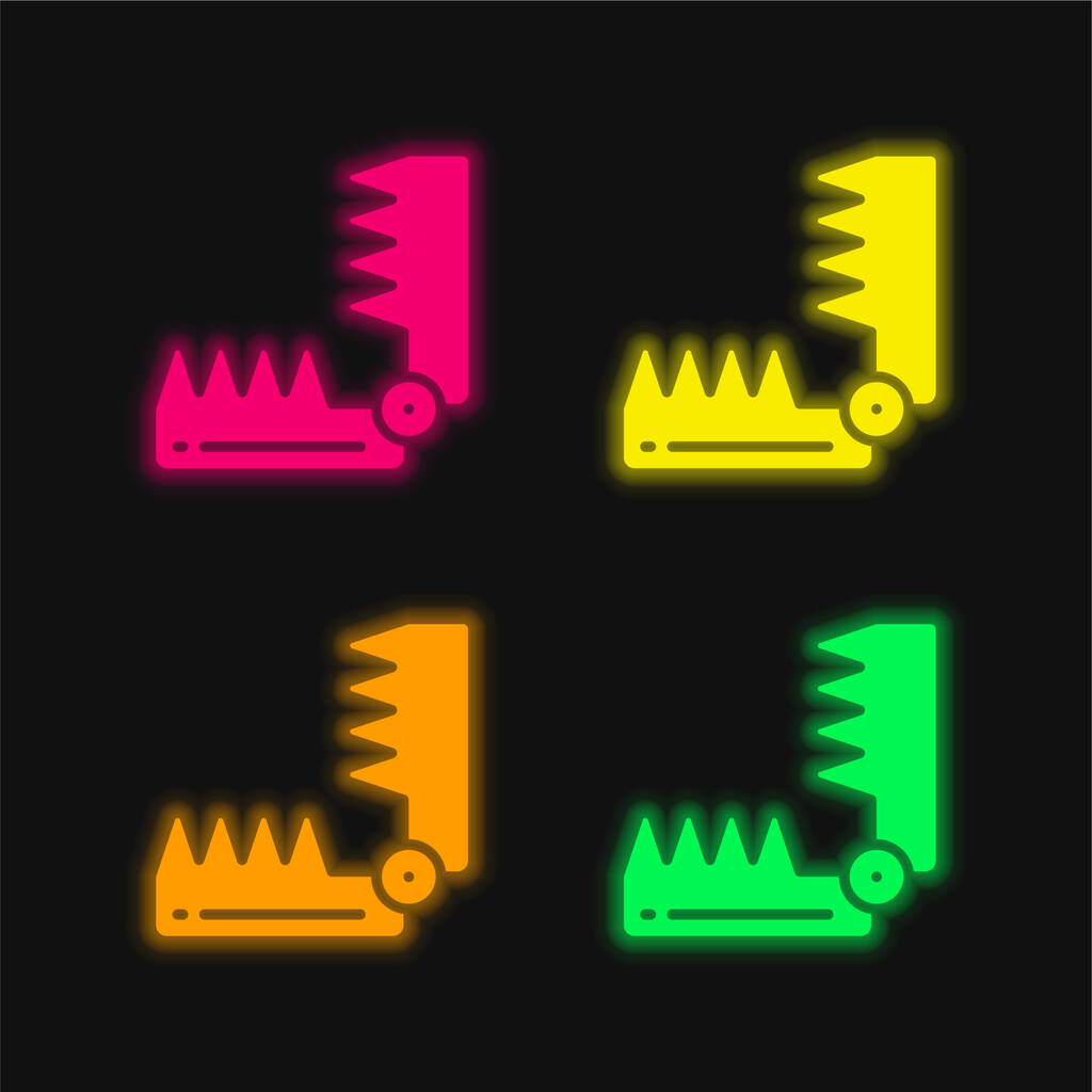 Bear Trap four color glowing neon vector icon - Vector, Image