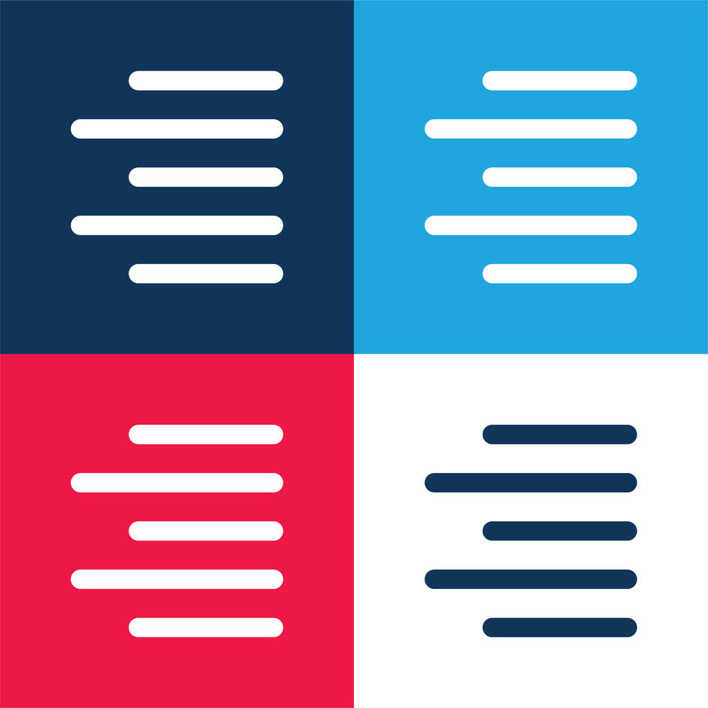 Aligner le bleu et le rouge ensemble d'icônes minimales de quatre couleurs - Vecteur, image
