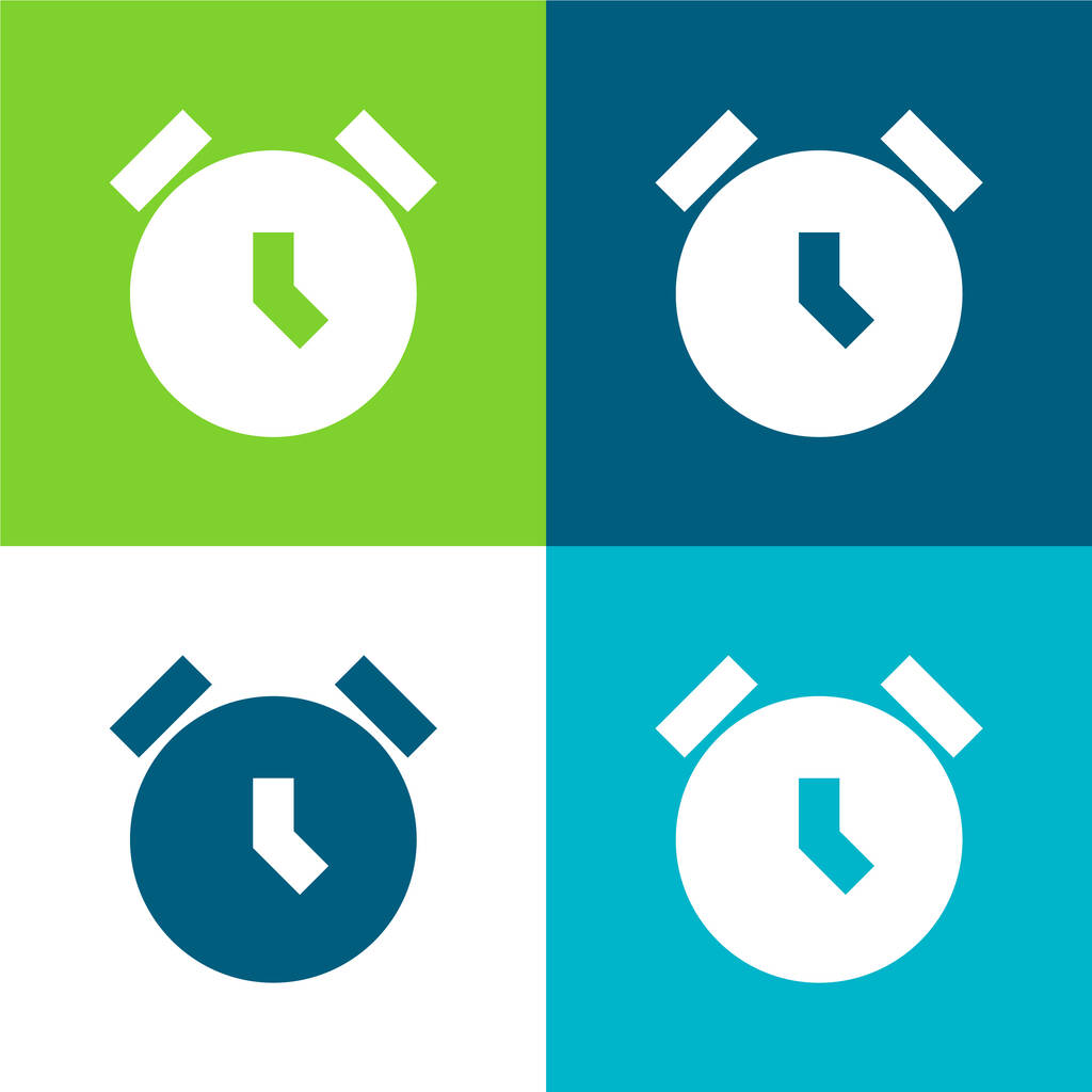 Reloj despertador Plano de cuatro colores mínimo icono conjunto - Vector, imagen