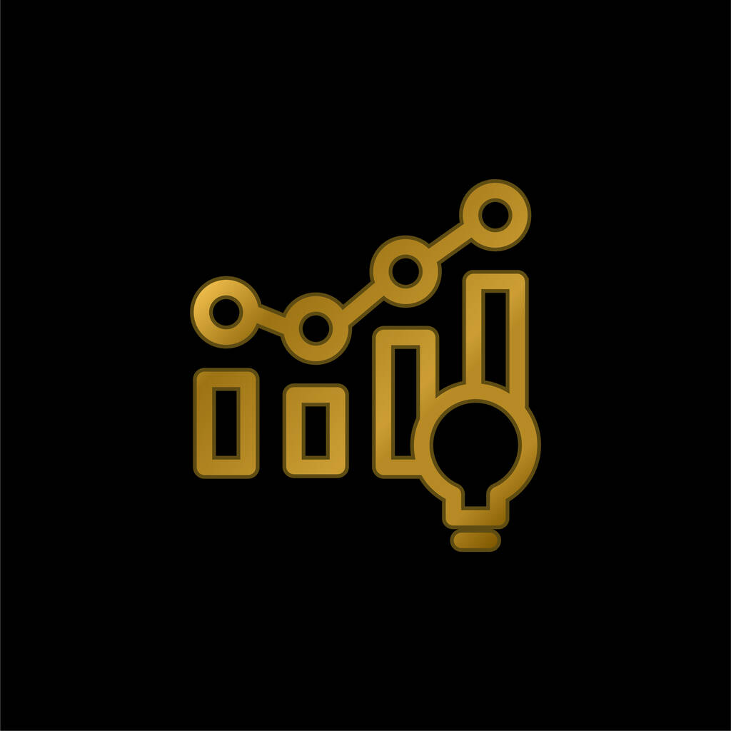 Análisis chapado en oro icono metálico o vector de logotipo - Vector, Imagen