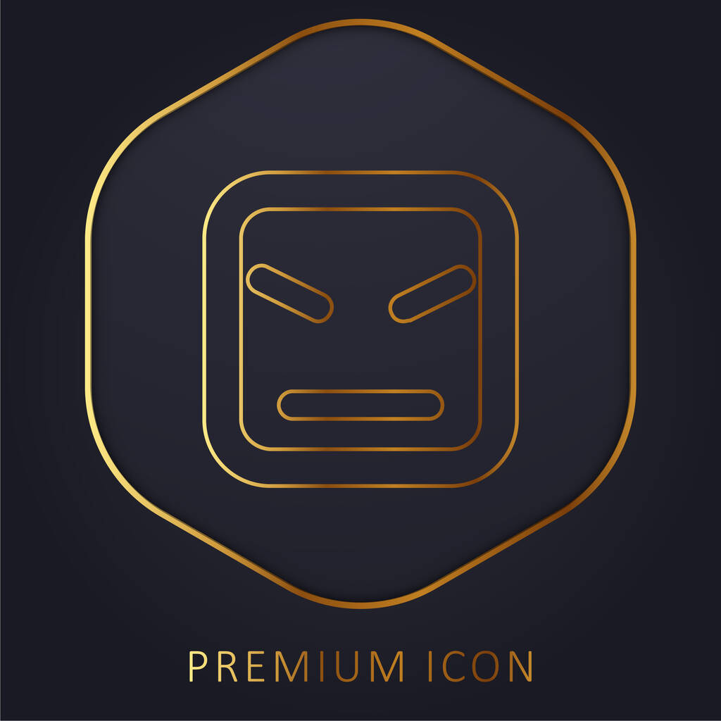 Angry Face Of Square Shape And Straight Lines arany vonal prémium logó vagy ikon - Vektor, kép