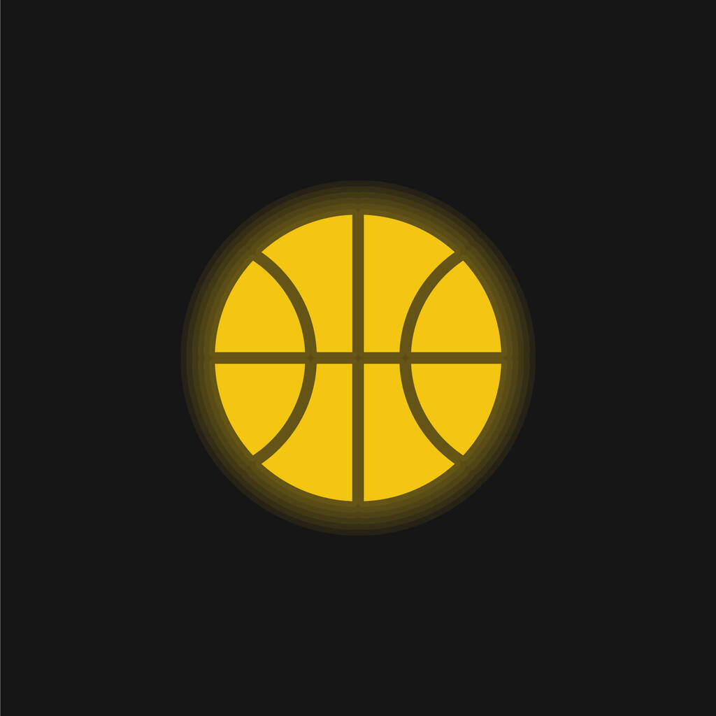 Basketballspiel gelb leuchtende Neon-Symbol - Vektor, Bild