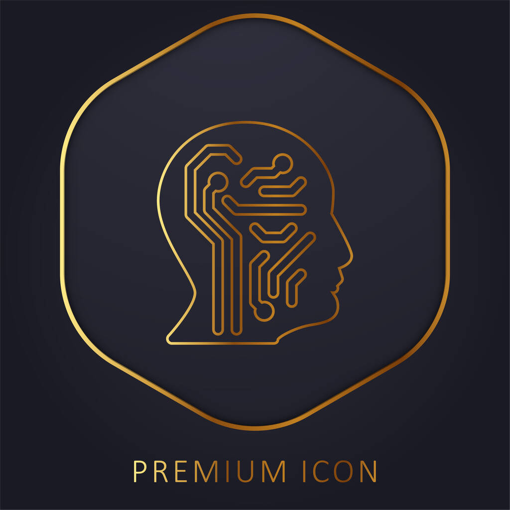 Intelligenza artificiale linea dorata logo premium o icona - Vettoriali, immagini