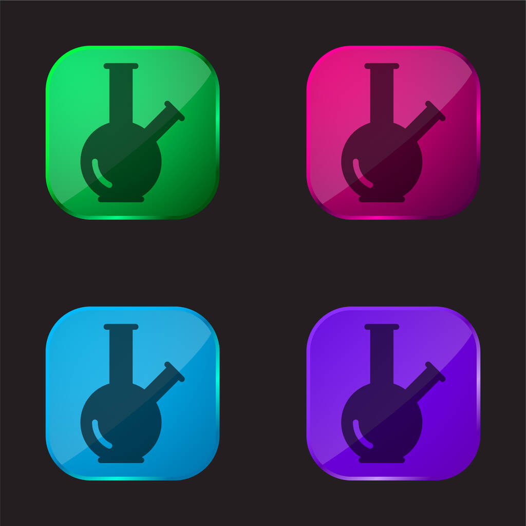 Bong τέσσερις εικονίδιο κουμπί γυαλί χρώμα - Διάνυσμα, εικόνα
