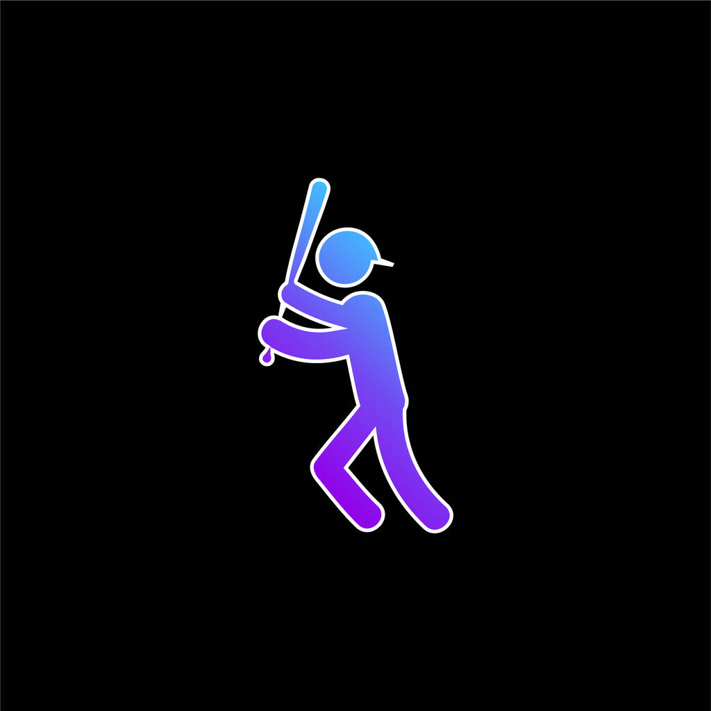 Baseball játékos denevér kék gradiens vektor ikon - Vektor, kép