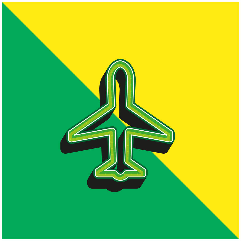 Basic Plane Logo icona vettoriale 3D moderna verde e gialla - Vettoriali, immagini