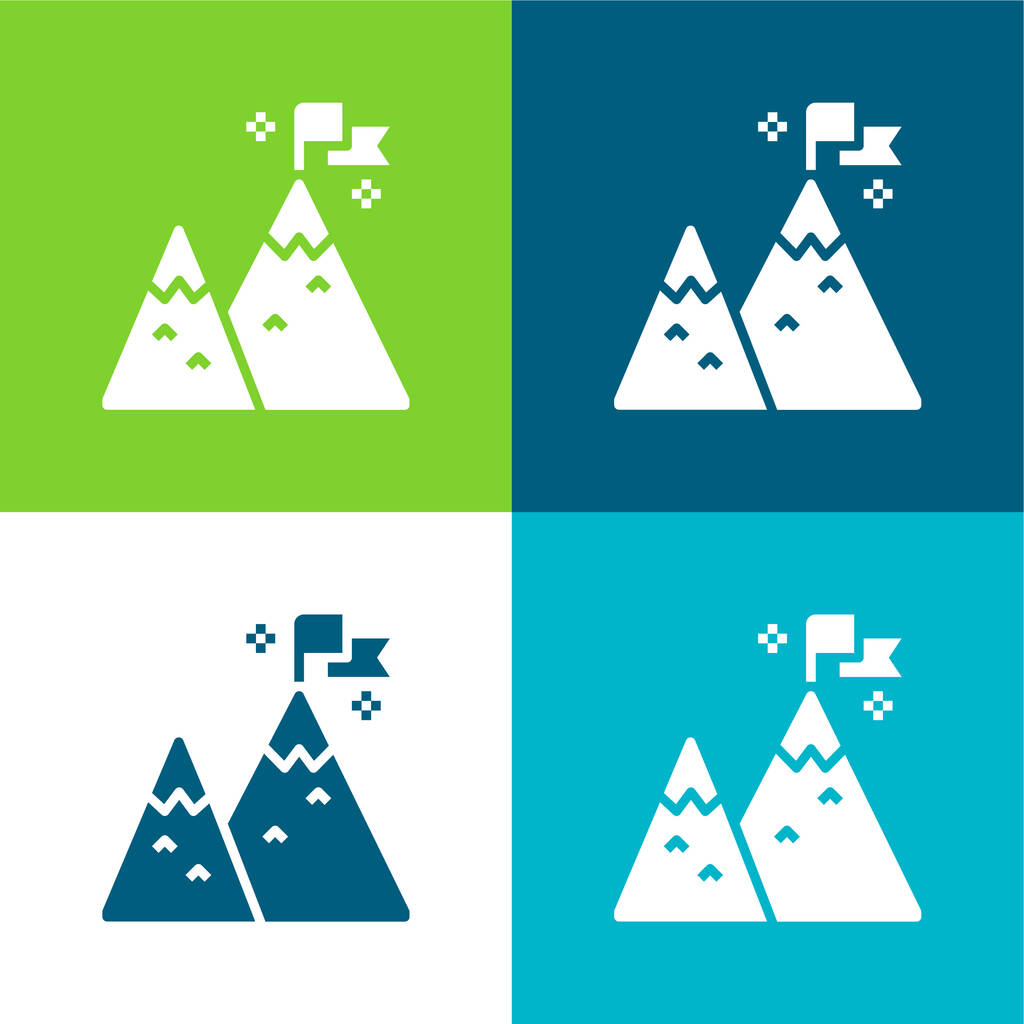 Atteinte Ensemble d'icônes minimal plat quatre couleurs - Vecteur, image