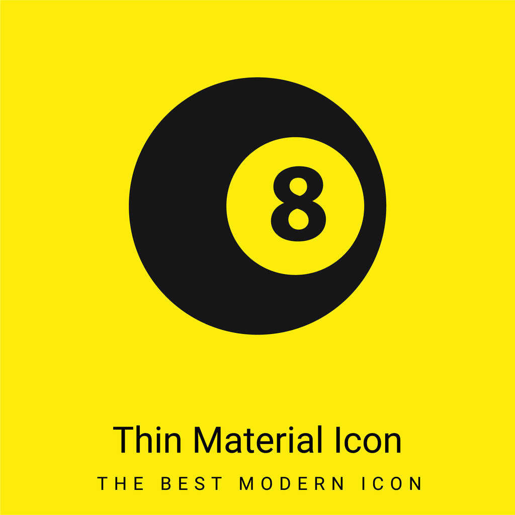 Negro Ocho bola de billar mínimo icono de material amarillo brillante - Vector, Imagen