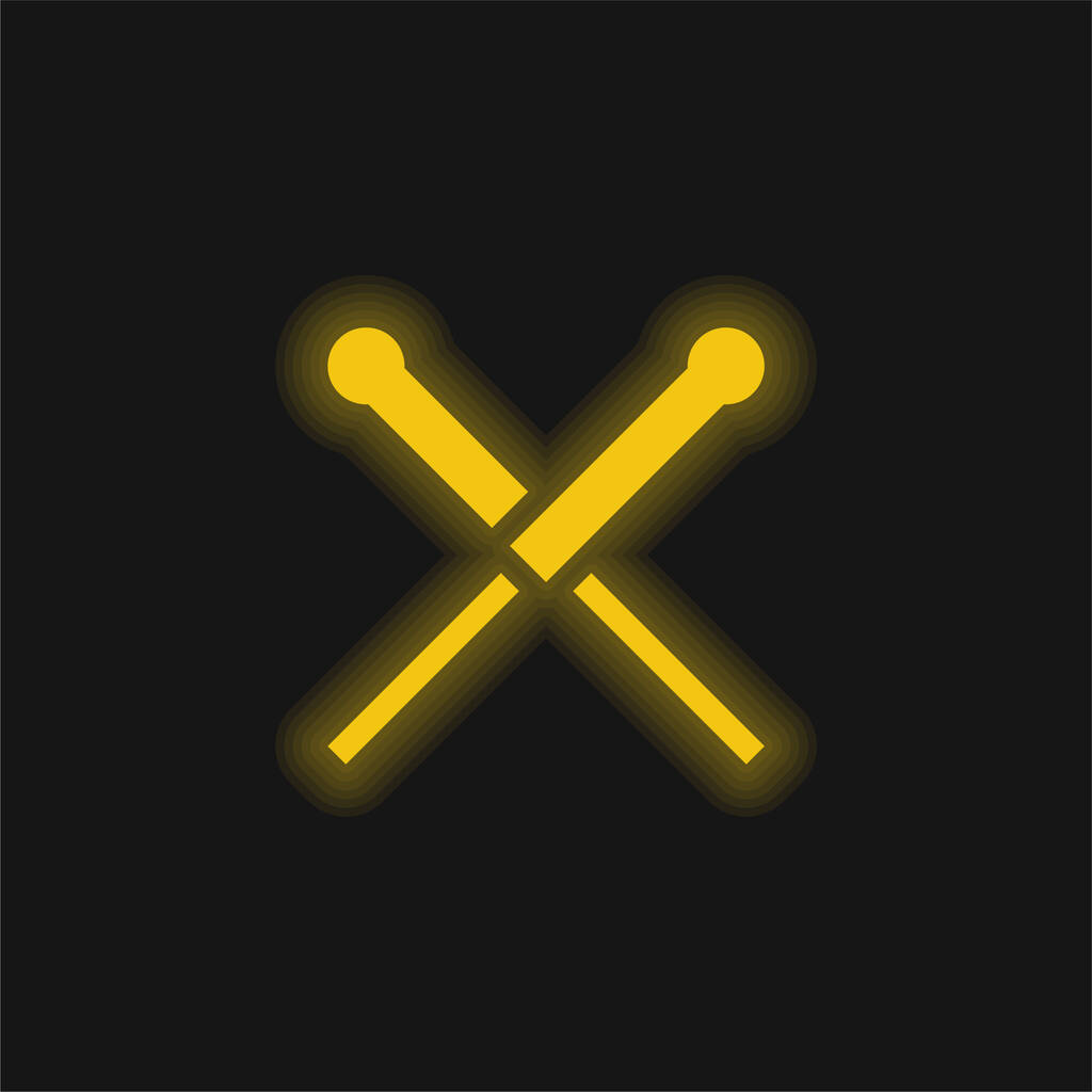 Acupuncture yellow glowing neon icon - Vector, Image