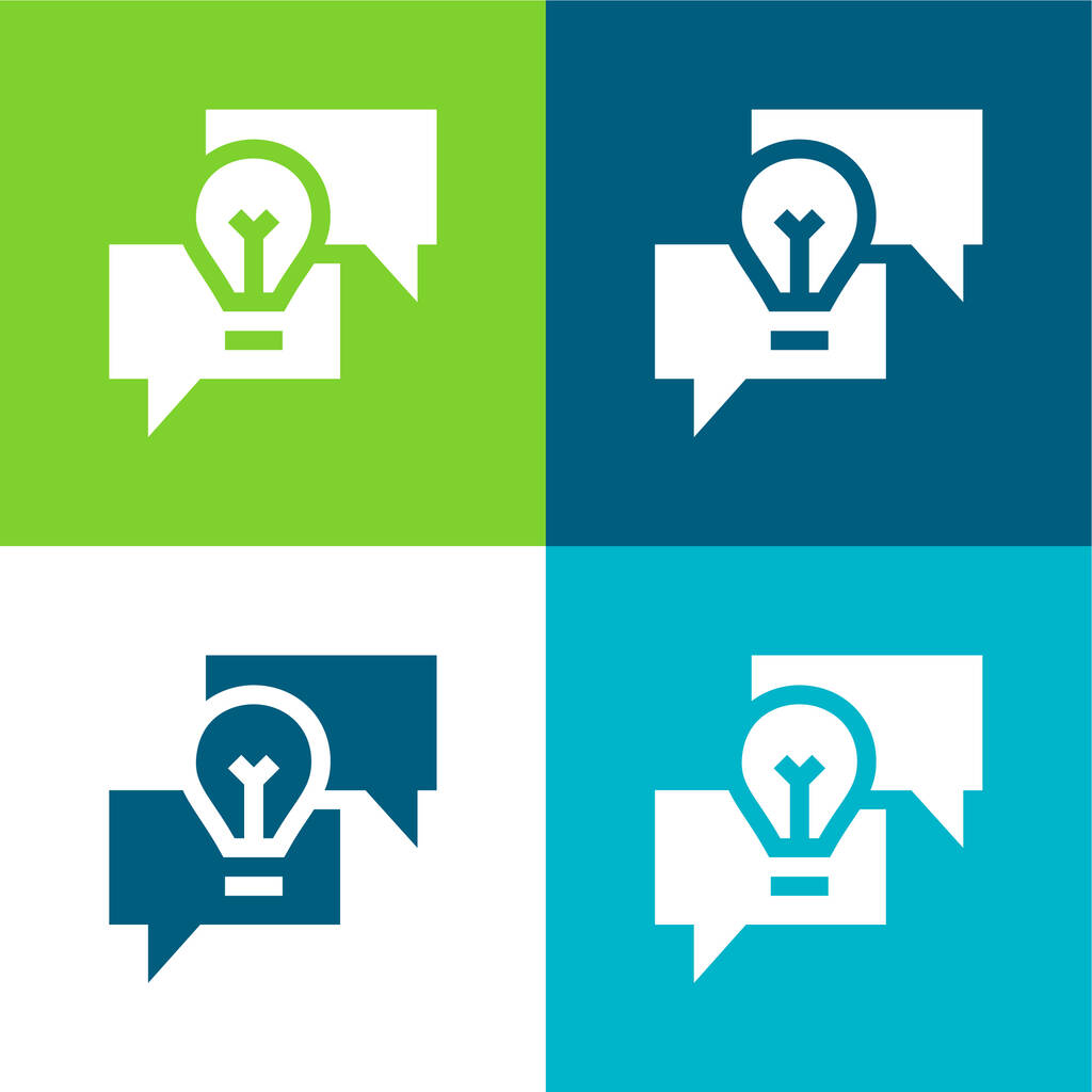 Brainstorming Lapos négy szín minimális ikon készlet - Vektor, kép