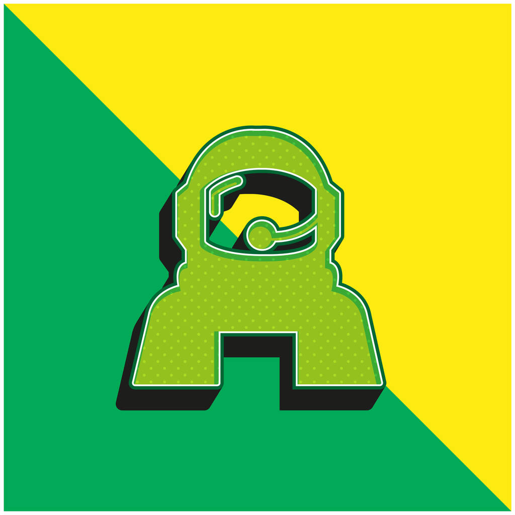 Astronaut Helma Protection For Outer Space Zelená a žlutá moderní 3D vektorové logo ikony - Vektor, obrázek