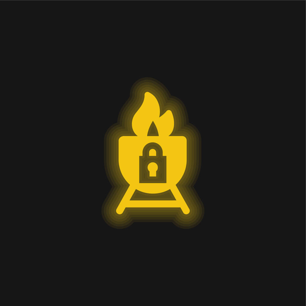 Barbecue żółty świecący neon ikona - Wektor, obraz