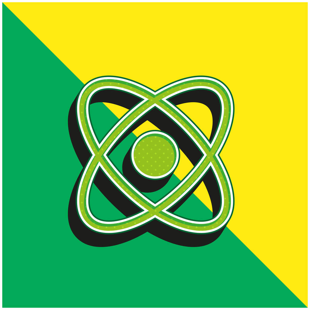 アトムグリーンと黄色の現代的な3Dベクトルアイコンのロゴ - ベクター画像