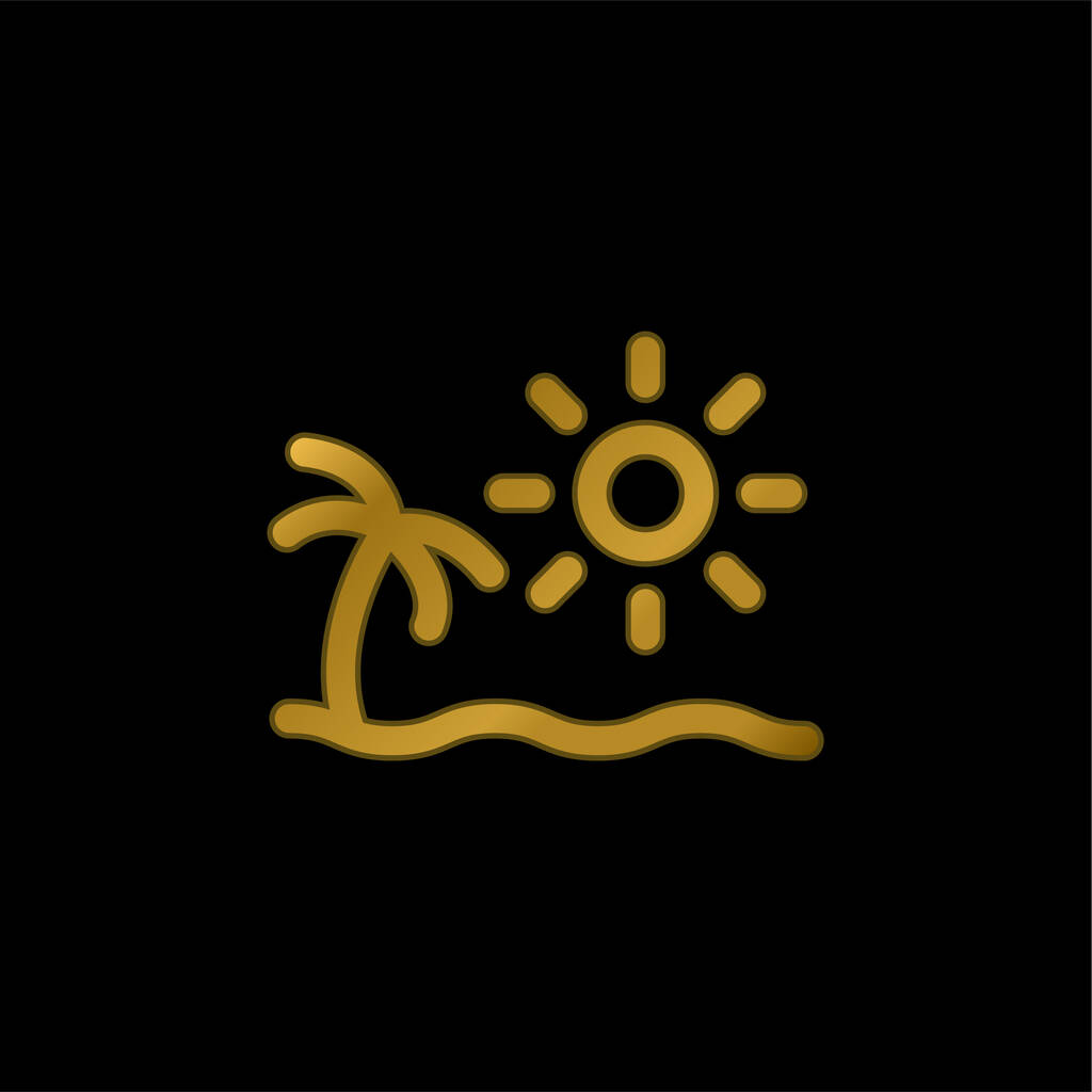 Пляжний золотий металевий значок або вектор логотипу
 - Вектор, зображення