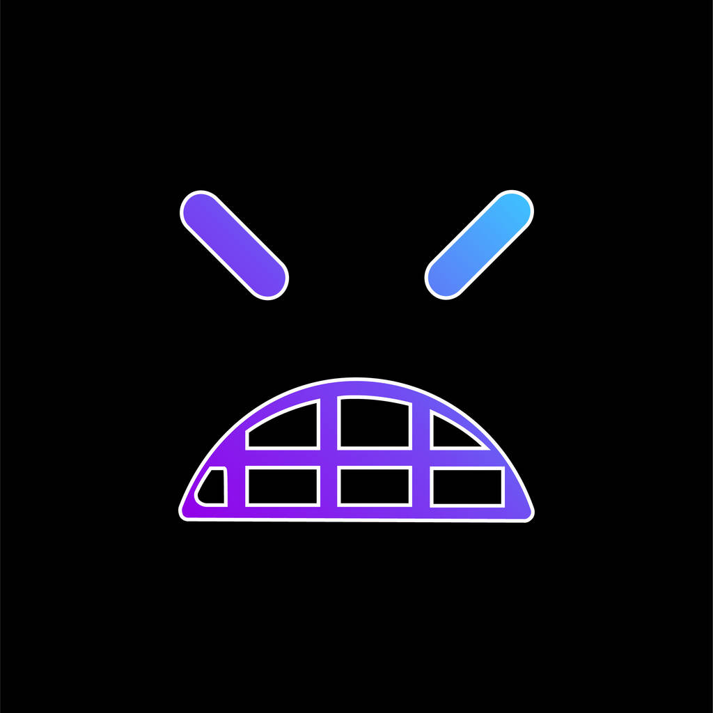 Angry Emoticon Square Face With Closed Eyes blue gradient vector icon - Vector, Image