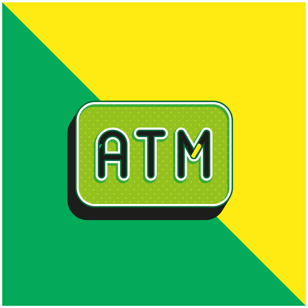 ATM MAchine Zelené a žluté moderní 3D vektorové logo - Vektor, obrázek