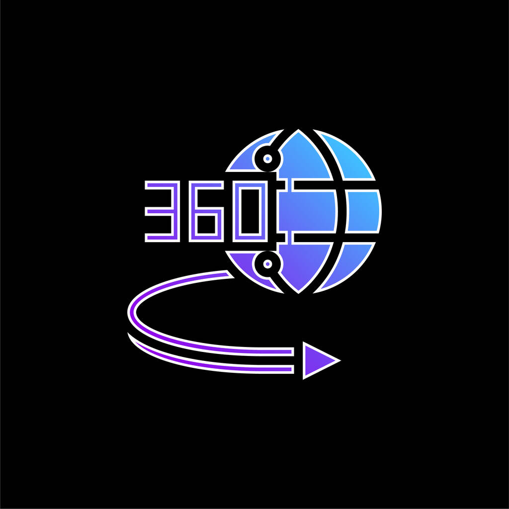 360 fokos kék gradiens vektor ikon - Vektor, kép