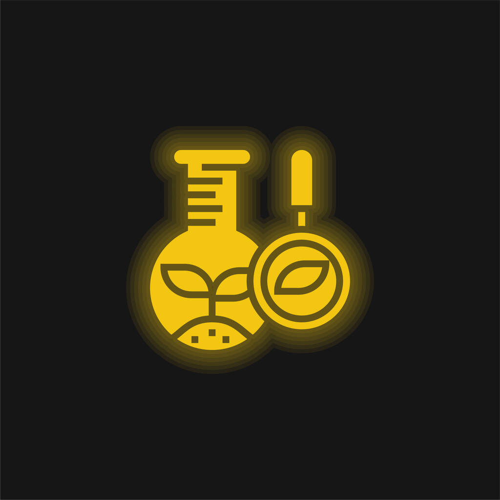 Biyoloji sarı parlak neon simgesi - Vektör, Görsel