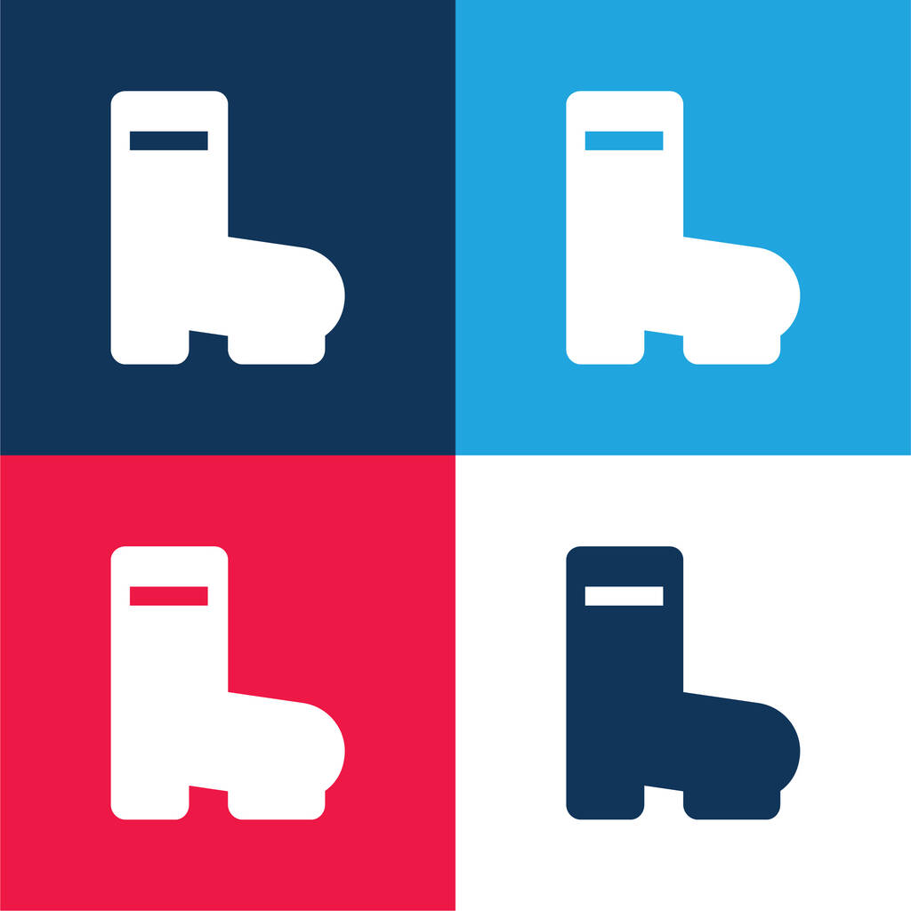 Botte bleu et rouge quatre couleurs minimum icône ensemble - Vecteur, image
