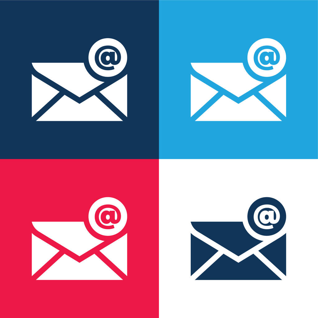 En Sign azul y rojo conjunto de iconos mínimo de cuatro colores - Vector, Imagen