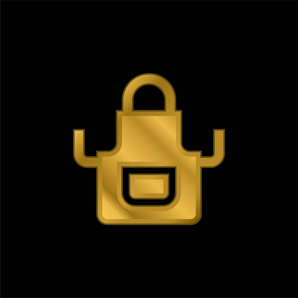 Delantal chapado en oro icono metálico o logo vector - Vector, imagen