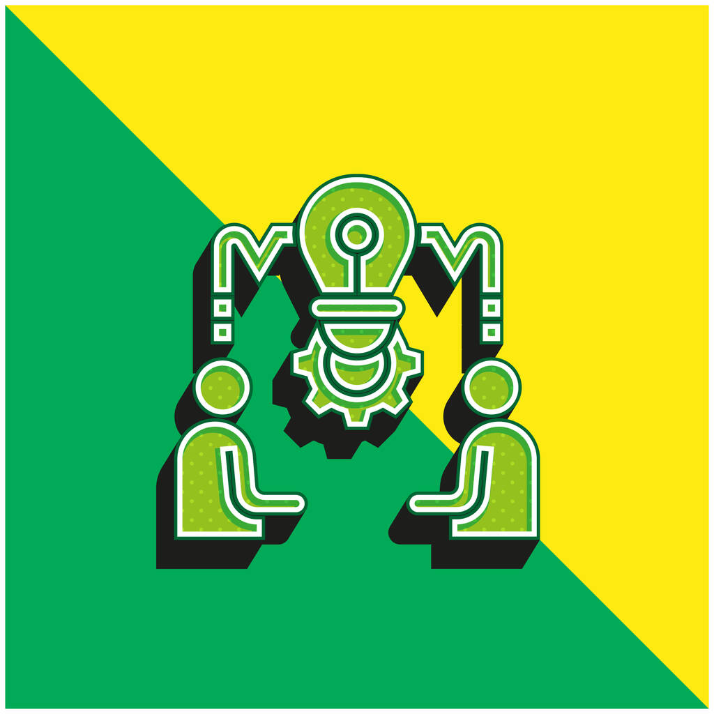Brainstorming Verde e amarelo moderno logotipo vetor 3d ícone - Vetor, Imagem