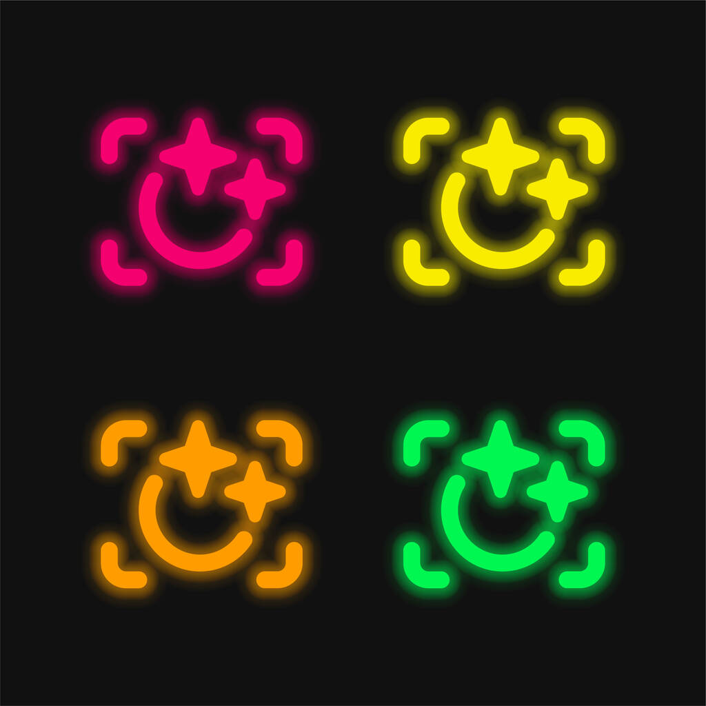 Ομορφιά τεσσάρων χρωμάτων λαμπερό εικονίδιο διάνυσμα νέον - Διάνυσμα, εικόνα
