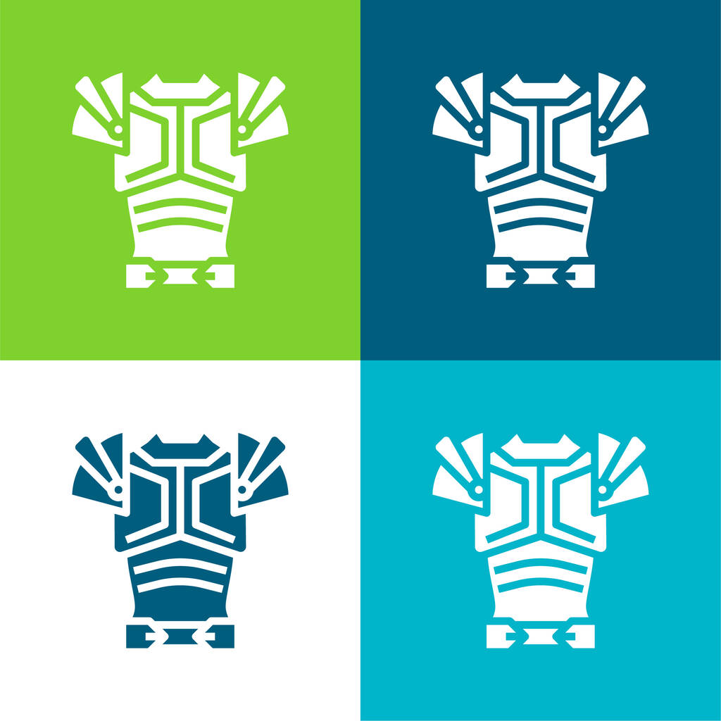 Armor Flat vier kleuren minimale pictogram set - Vector, afbeelding