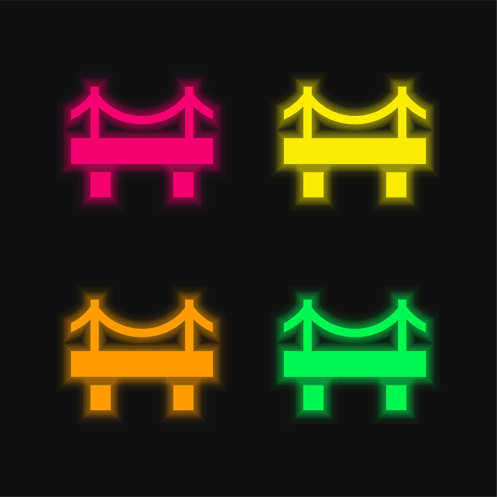Puente de cuatro colores brillante icono del vector de neón - Vector, Imagen