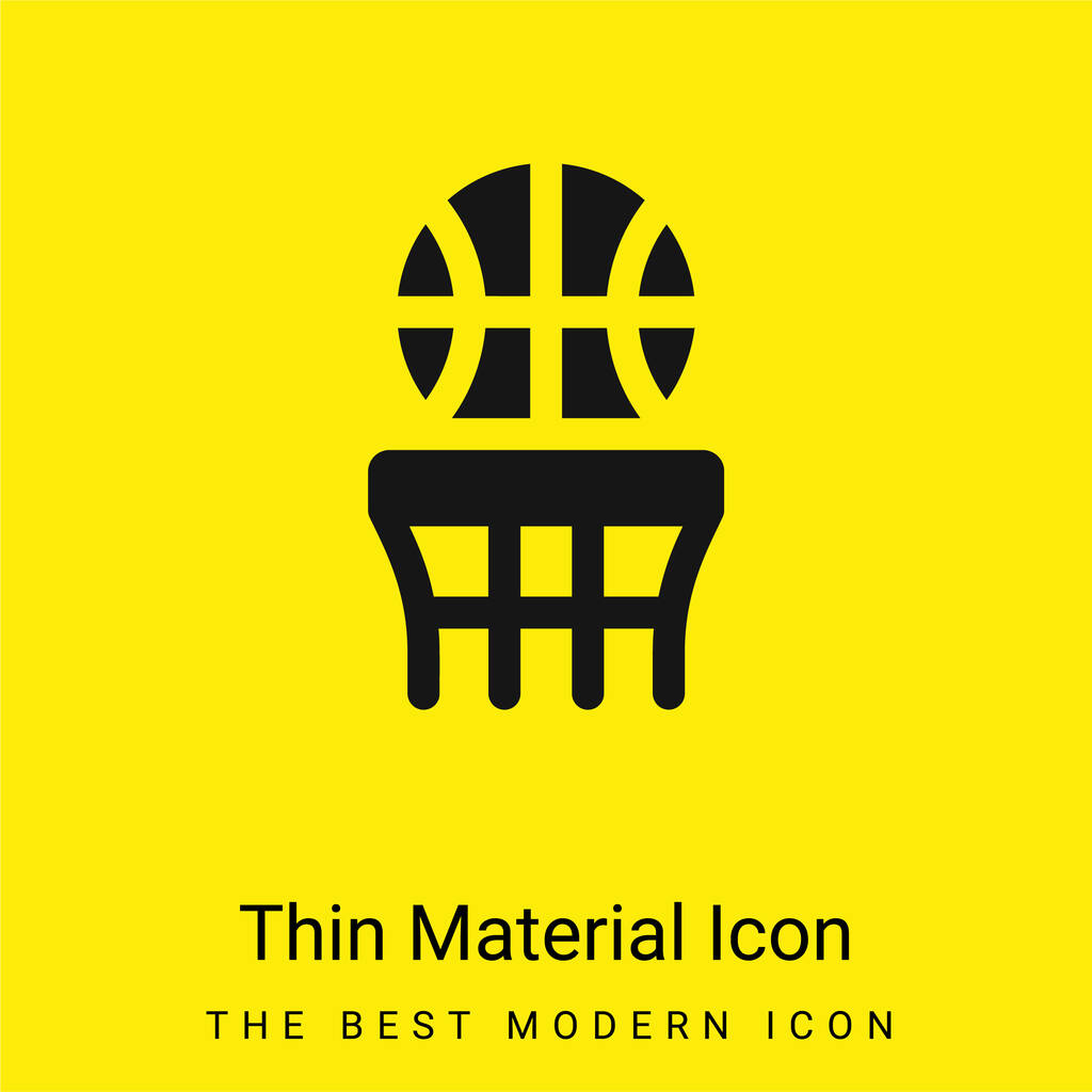 Kosárlabda minimális fényes sárga anyag ikon - Vektor, kép
