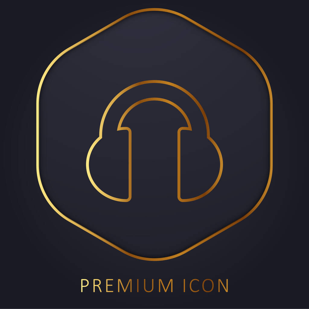 Schwarze Kopfhörer goldene Linie Premium-Logo oder Symbol - Vektor, Bild