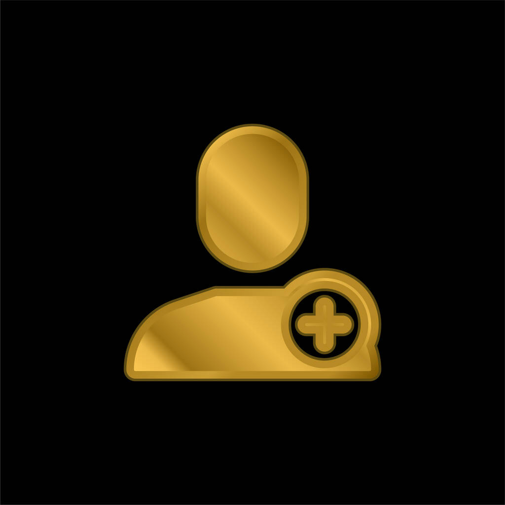Adicionar User banhado a ouro ícone metálico ou vetor logotipo - Vetor, Imagem